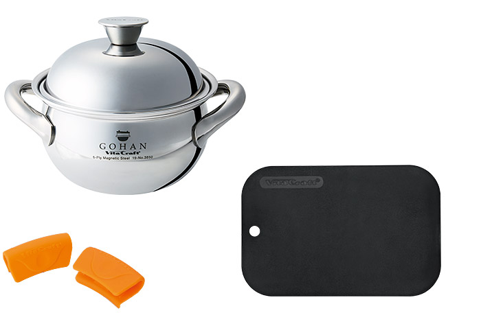 【新生活2026】ごはん鍋 + 抗菌まな板 ブラック セット